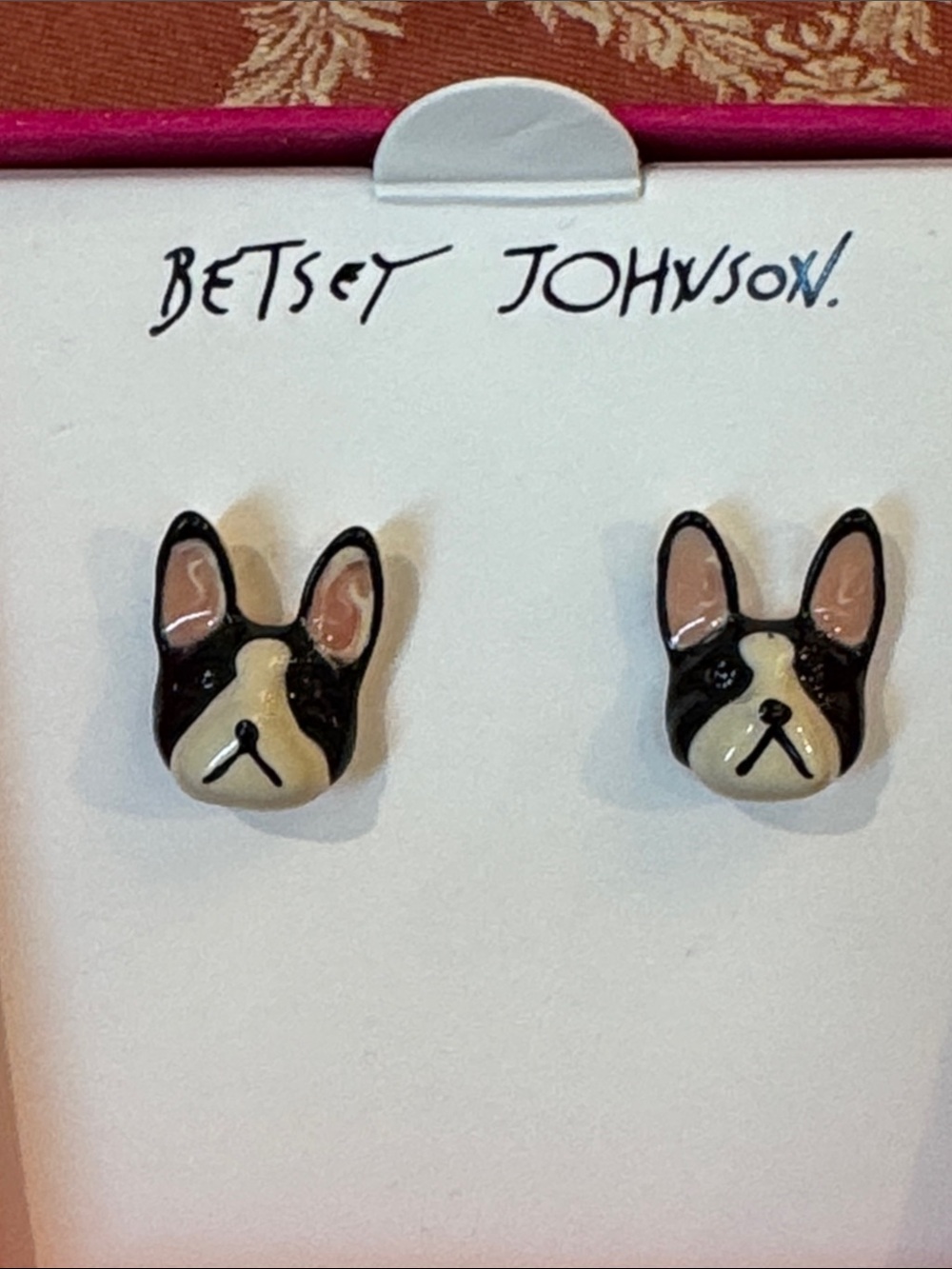 Betsey Johnson French Bulldog Earrings New